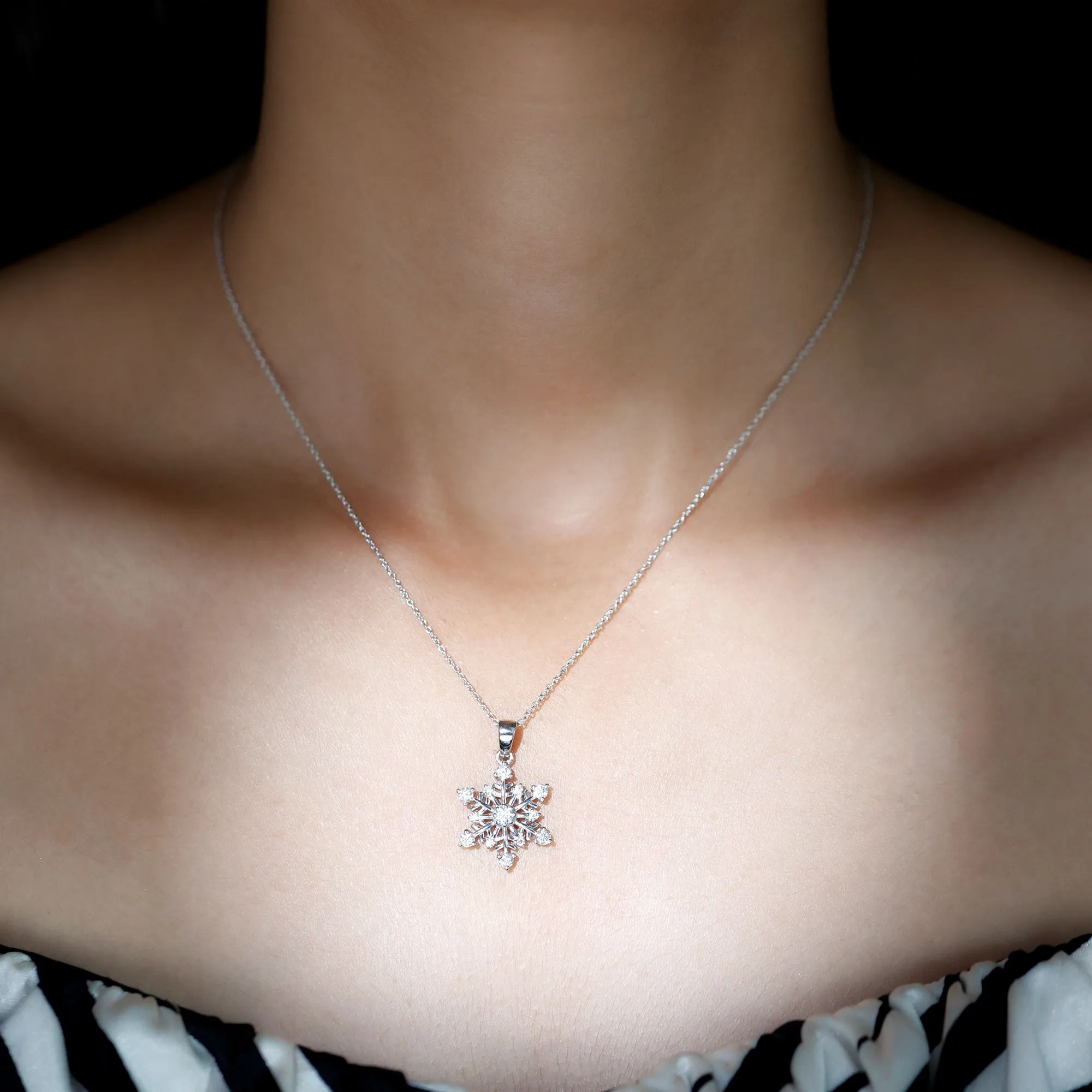 Classic Certified Moissanite Snowflake Pendant
