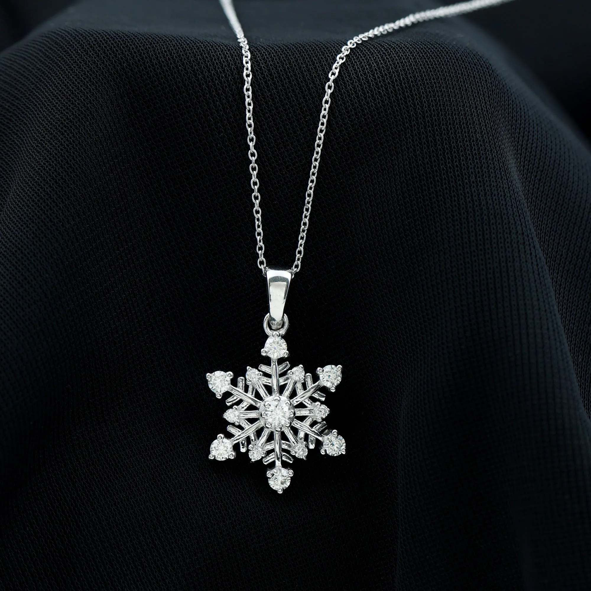 Classic Certified Moissanite Snowflake Pendant