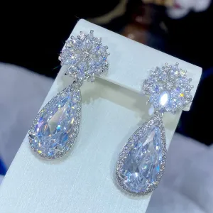 Classique Elegant AAA  Cubic Zirconia Drop Bridal Earrings for Bride