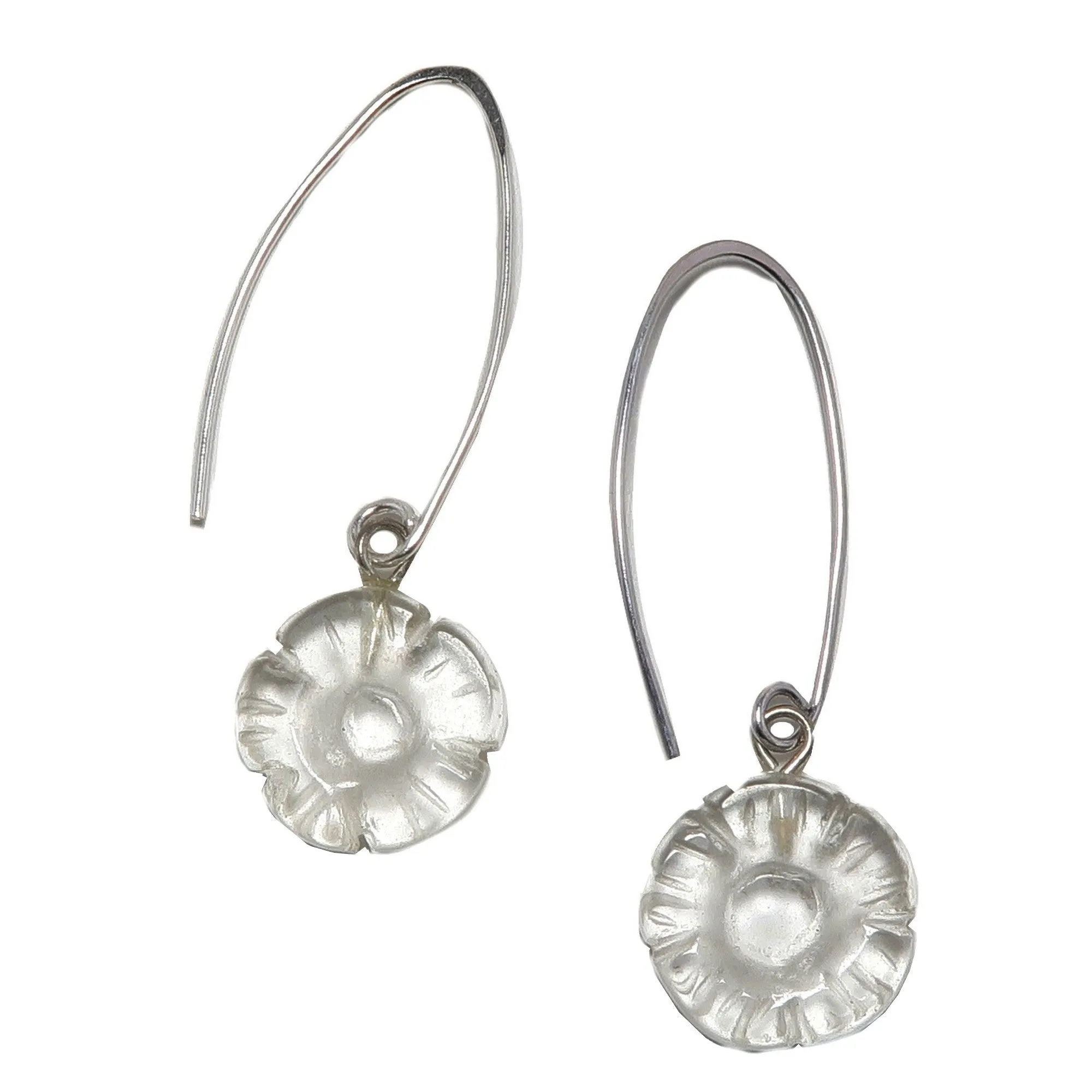 Clear Quartz Earrings Sterling Daisy Flower Power