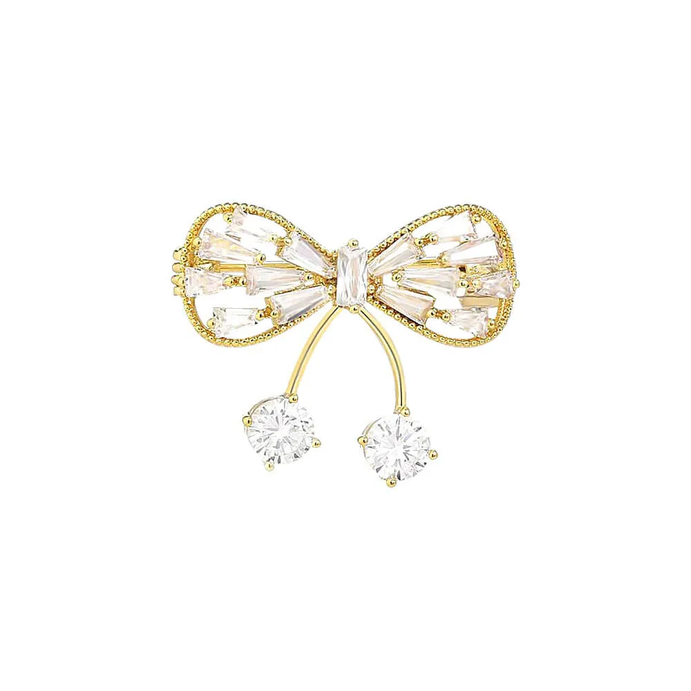 Copper Simple Hollow Fashion Bow Brooch