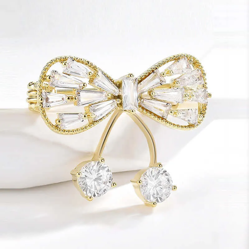 Copper Simple Hollow Fashion Bow Brooch