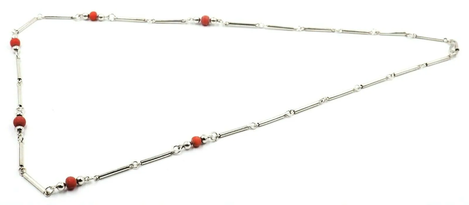 Coral & 925 Sterling Silver Necklace & Bracelet Set