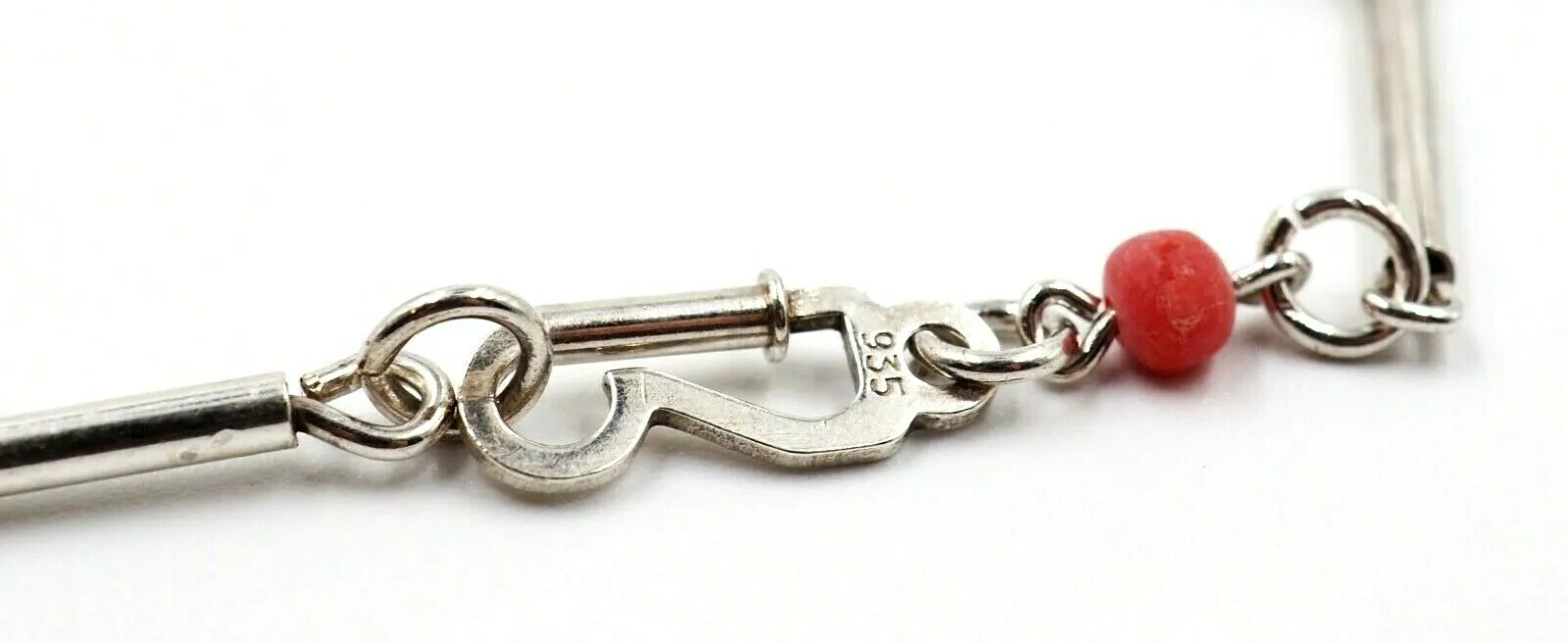 Coral & 925 Sterling Silver Necklace & Bracelet Set