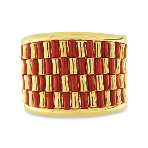 Coral & Gold Vezzaro Estate Bangle Bracelet