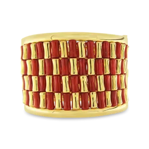 Coral & Gold Vezzaro Estate Bangle Bracelet