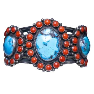 Coral & Golden Hills Turquoise Bracelet | Anthony Skeets