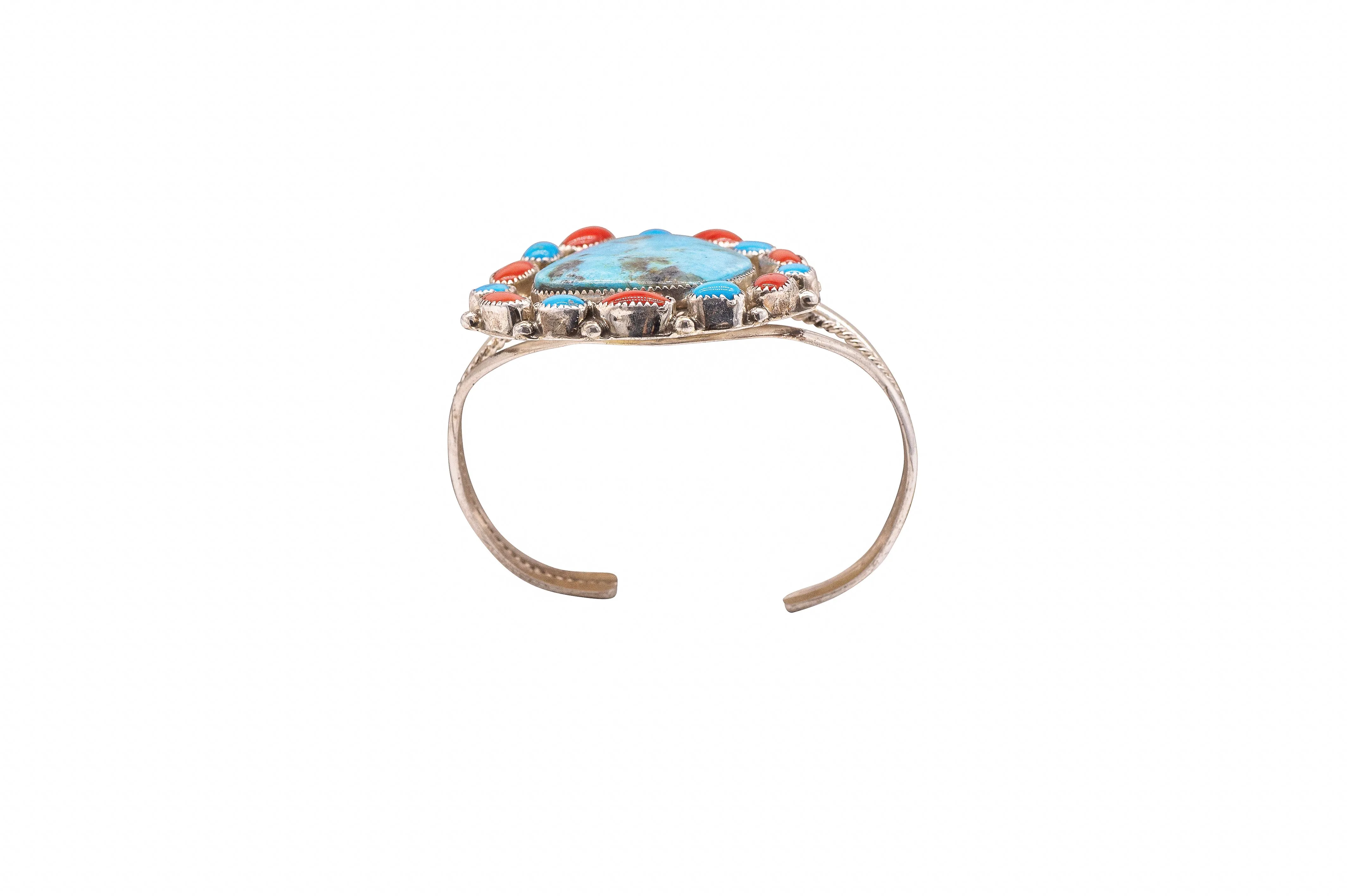 Coral & Kingman Turquoise Bracelet | Ray Silver