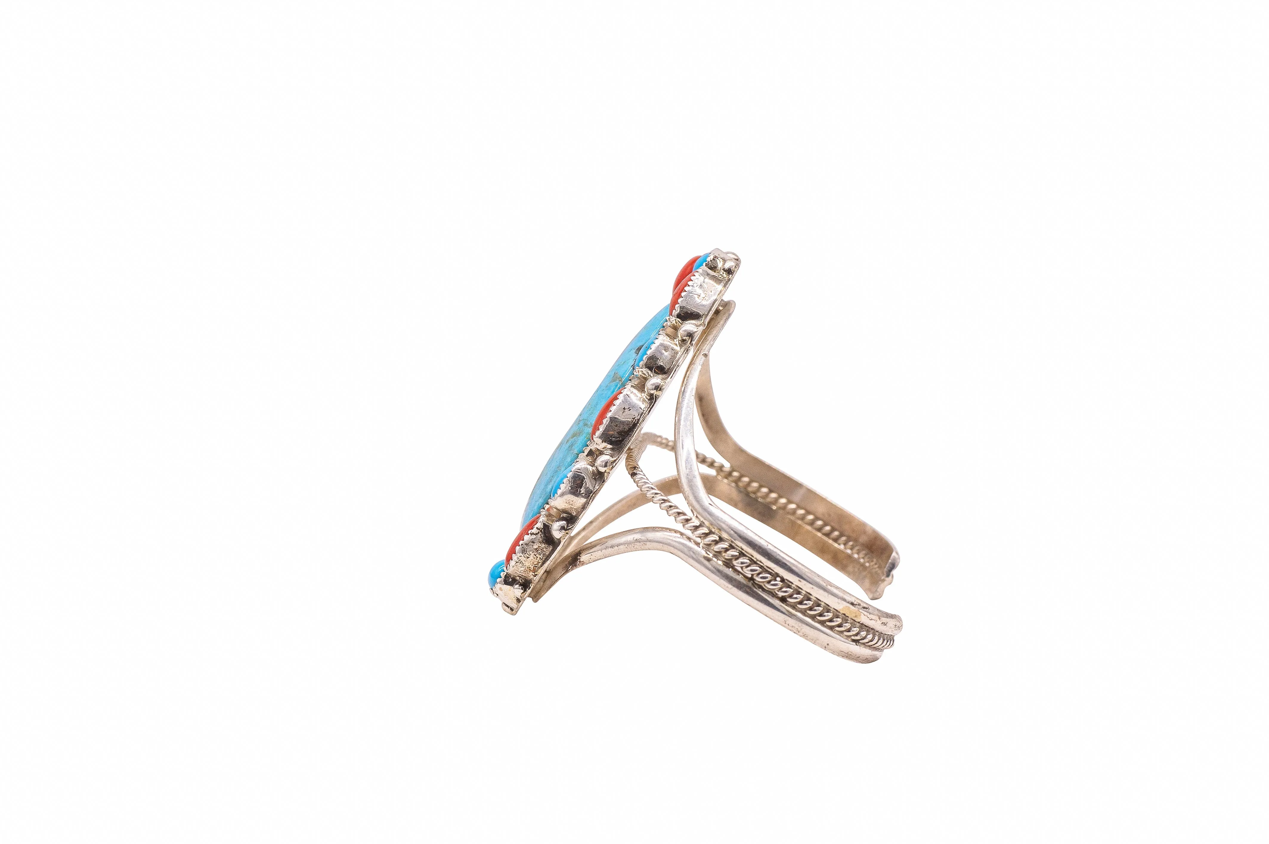 Coral & Kingman Turquoise Bracelet | Ray Silver