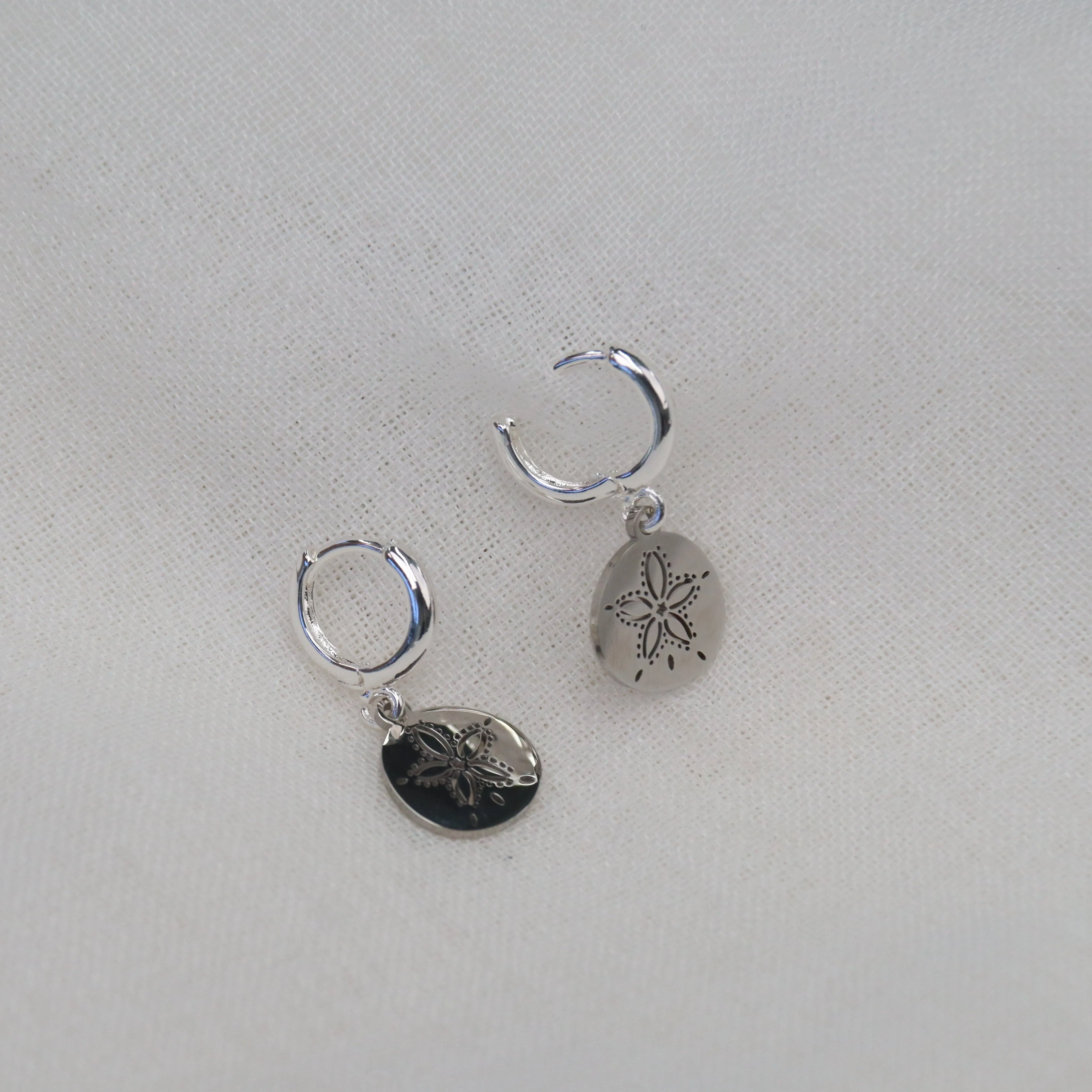 Coron | Sand Dollar Shell Gold Plated and Sterling Silver Hoop Earrings