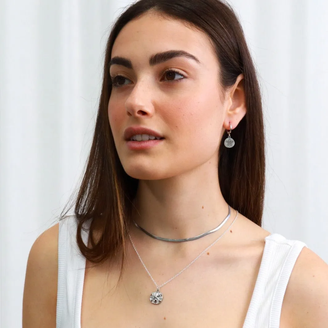 Coron | Sand Dollar Shell Gold Plated and Sterling Silver Hoop Earrings