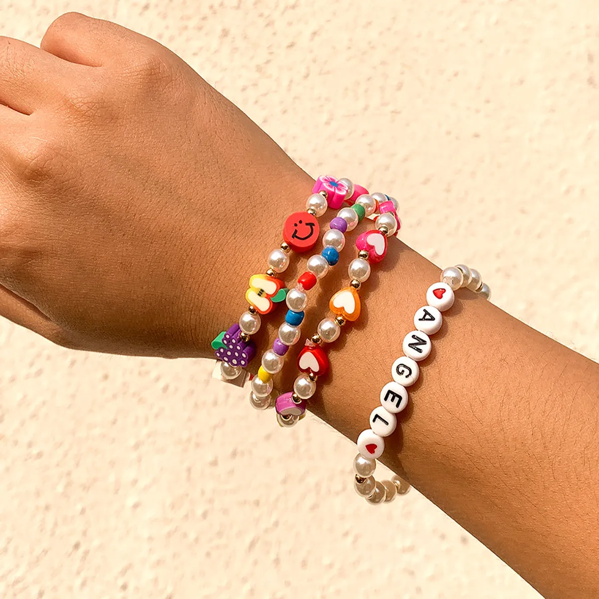Creative Colorful Fruit Soft Ceramic Heart-shaped Bracelet
