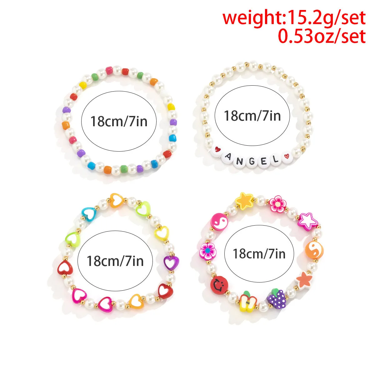 Creative Colorful Fruit Soft Ceramic Heart-shaped Bracelet