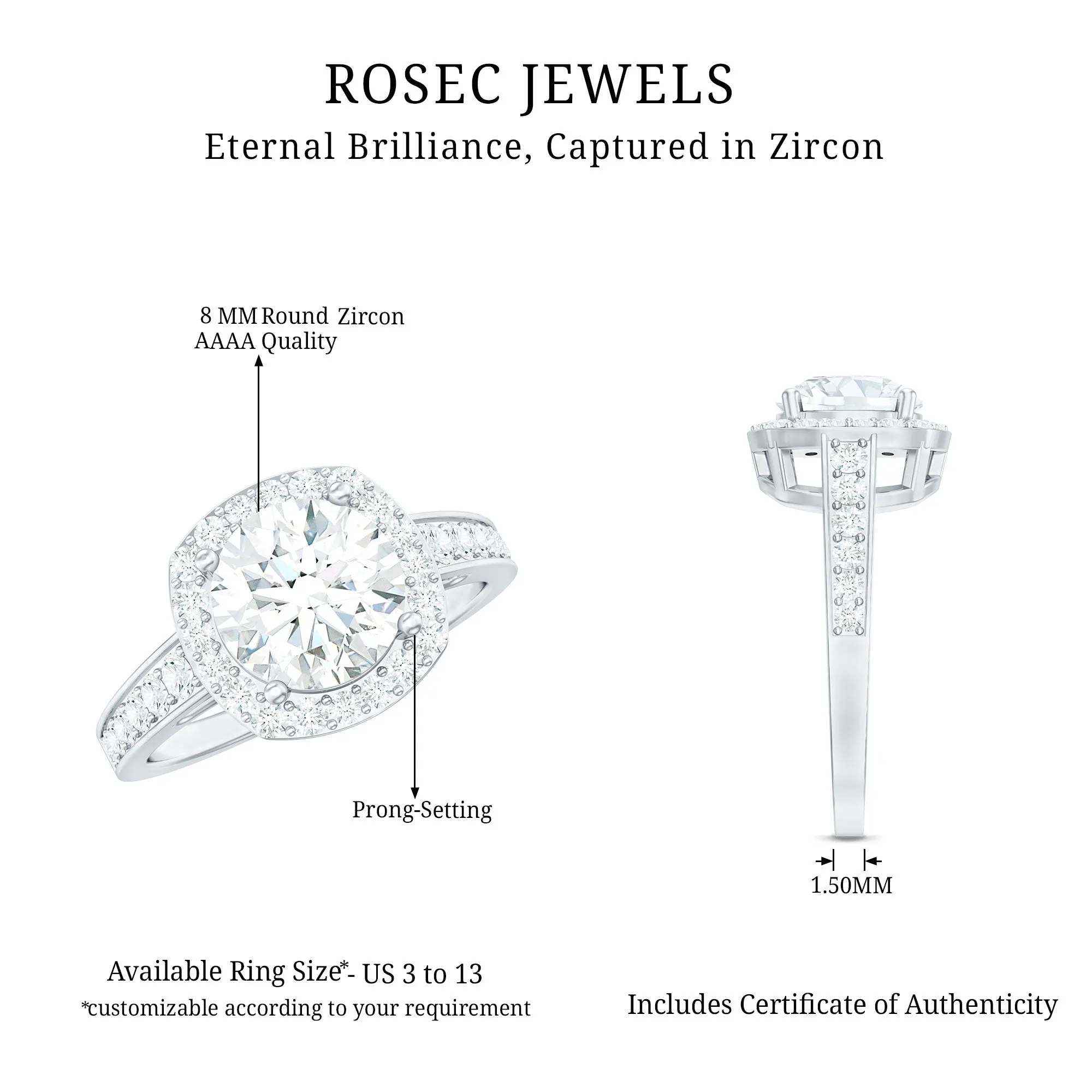 Cubic Zirconia Vintage Inspired Engagement Ring