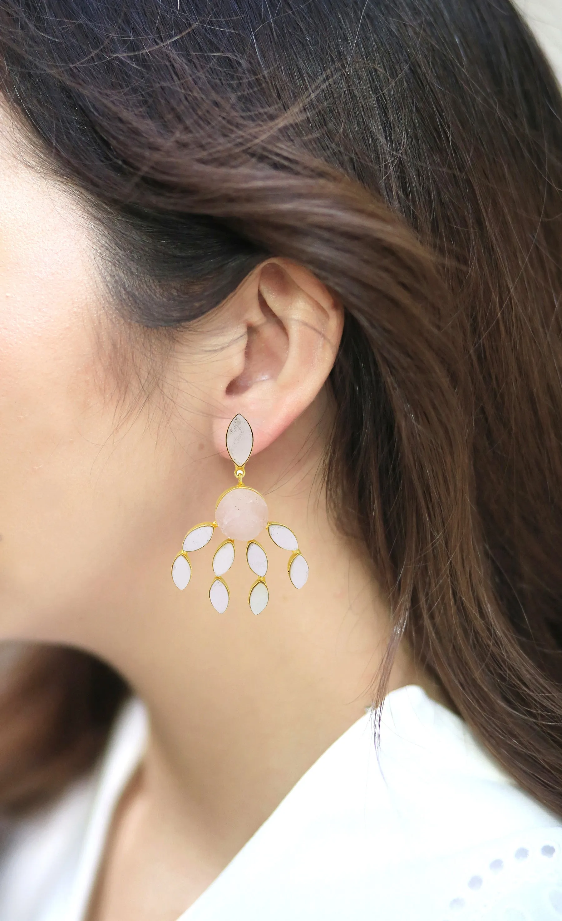 Curtain Earrings (Rose Quartz)