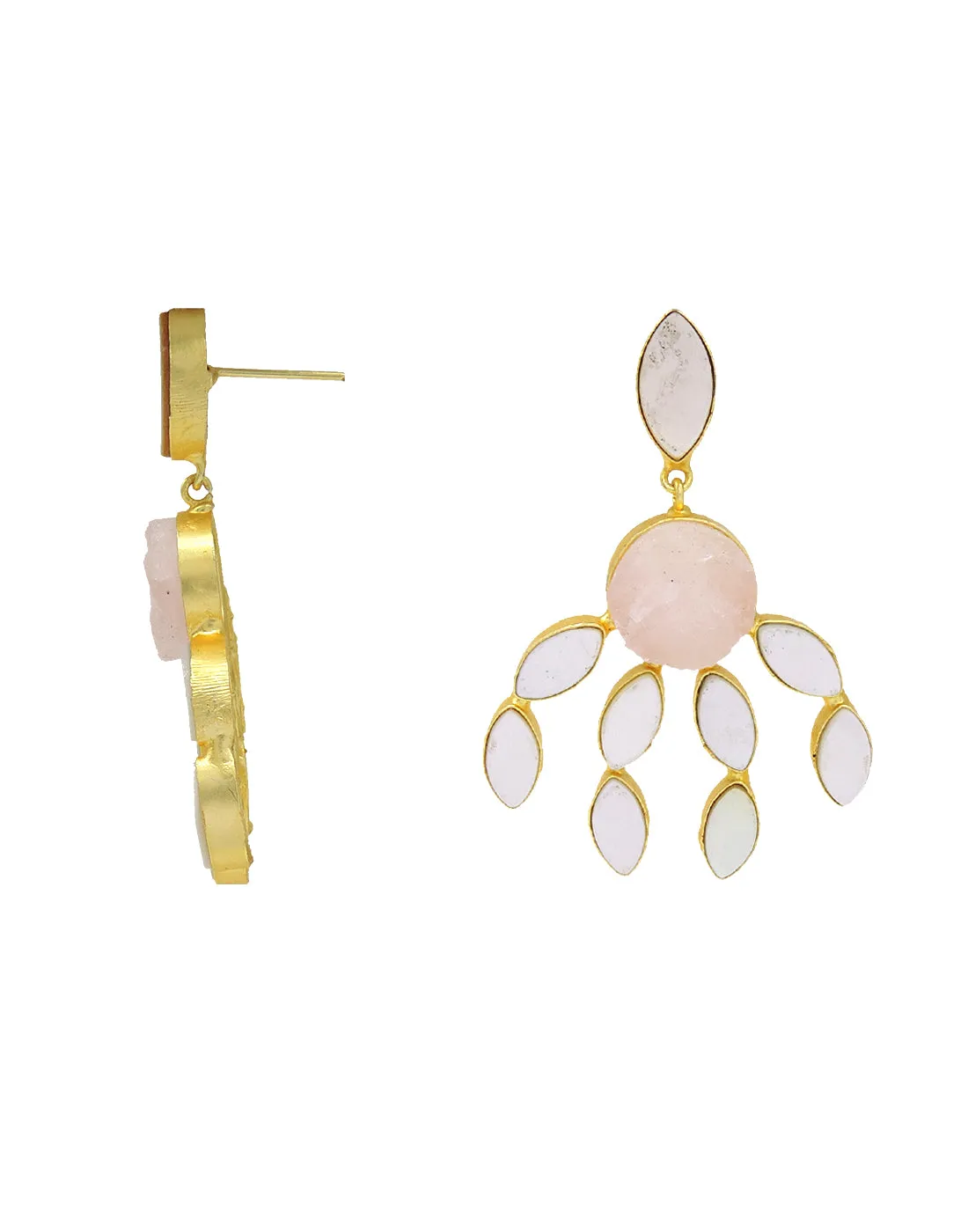 Curtain Earrings (Rose Quartz)