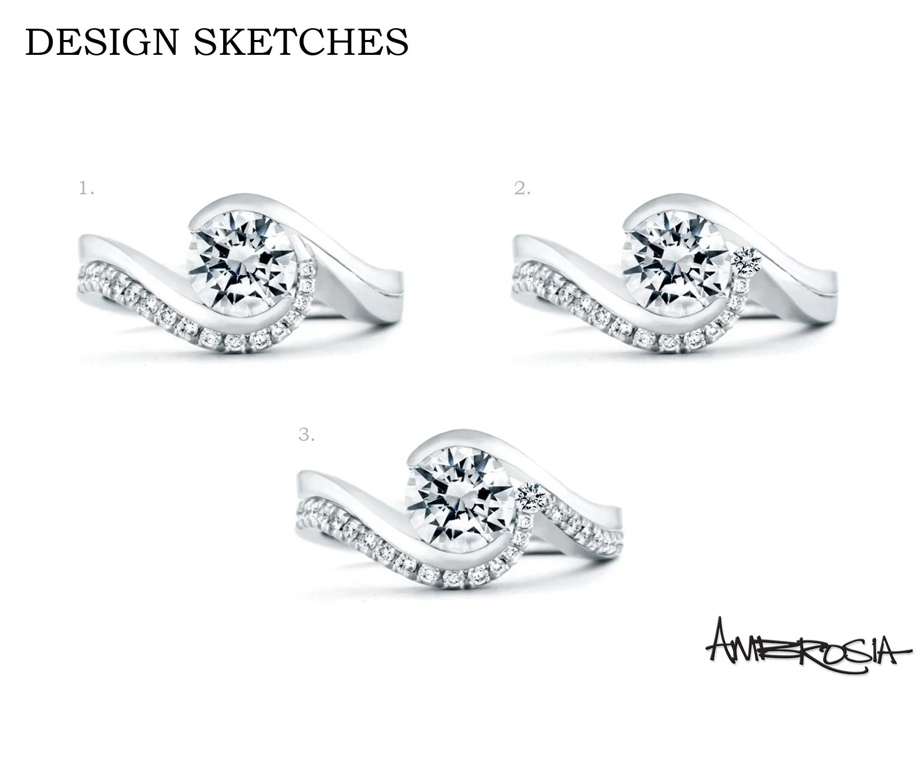 Curved Bypass Diamond Wedding Ring