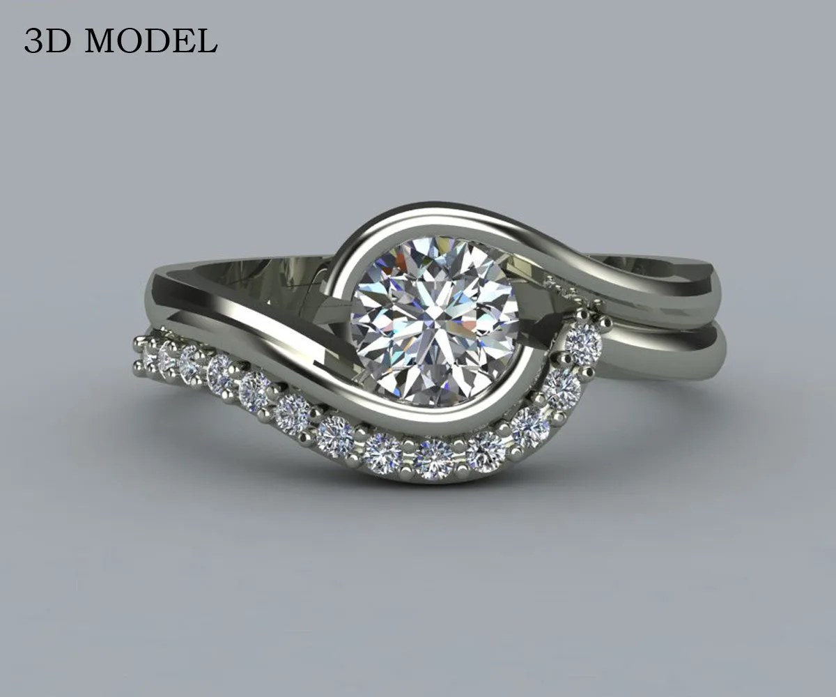 Curved Bypass Diamond Wedding Ring