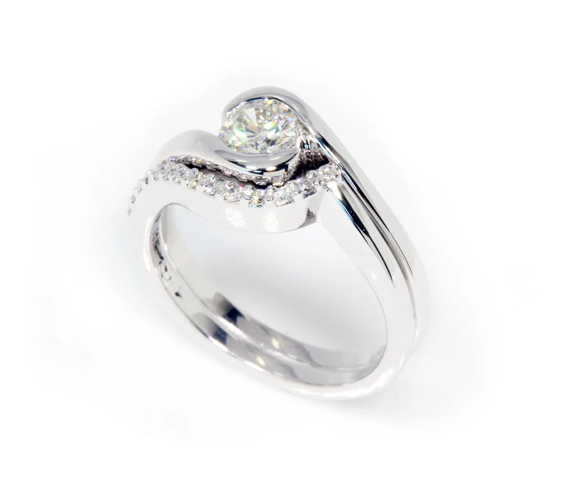 Curved Bypass Diamond Wedding Ring
