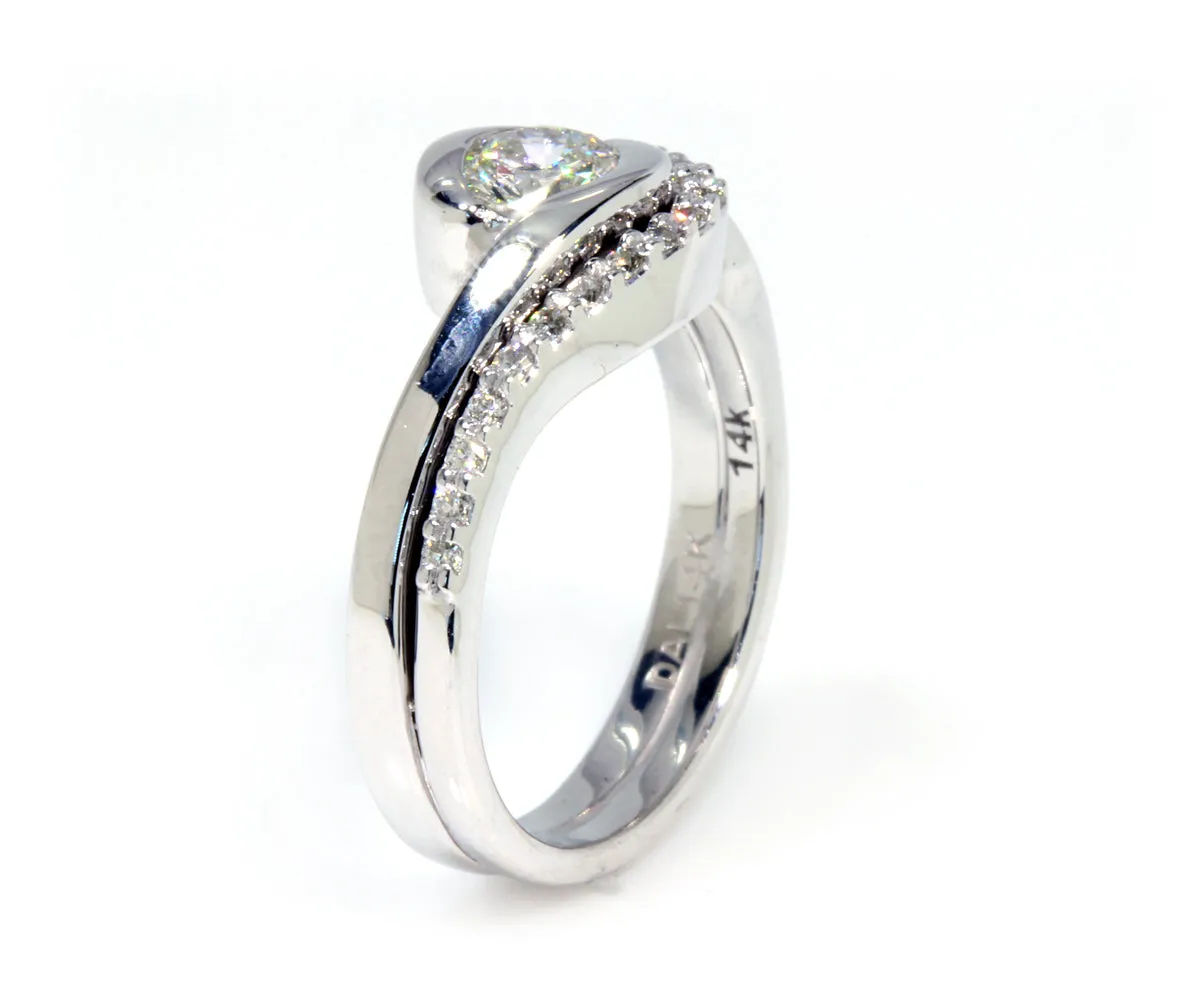 Curved Bypass Diamond Wedding Ring
