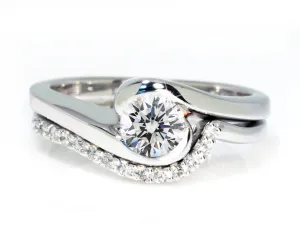 Curved Bypass Diamond Wedding Ring