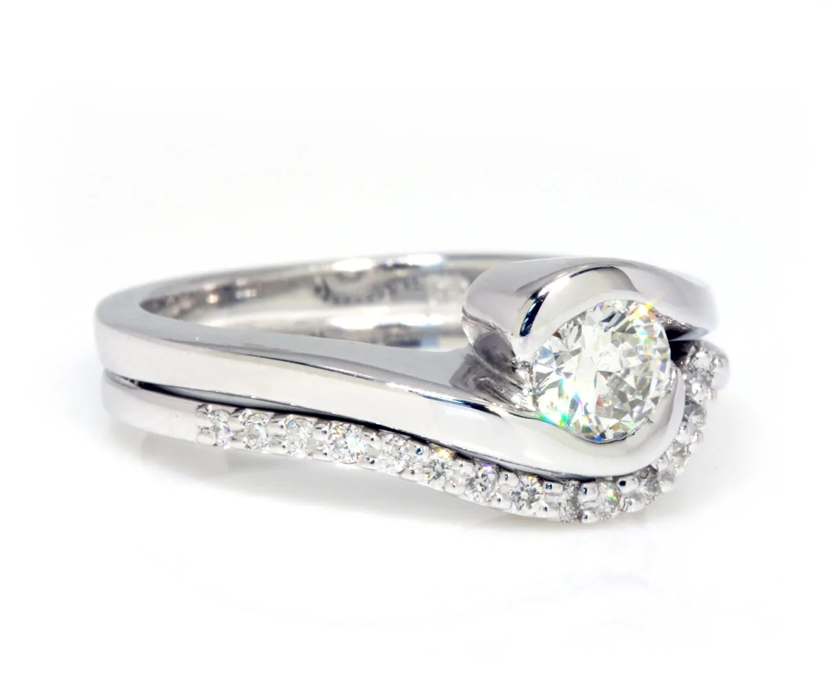 Curved Bypass Diamond Wedding Ring