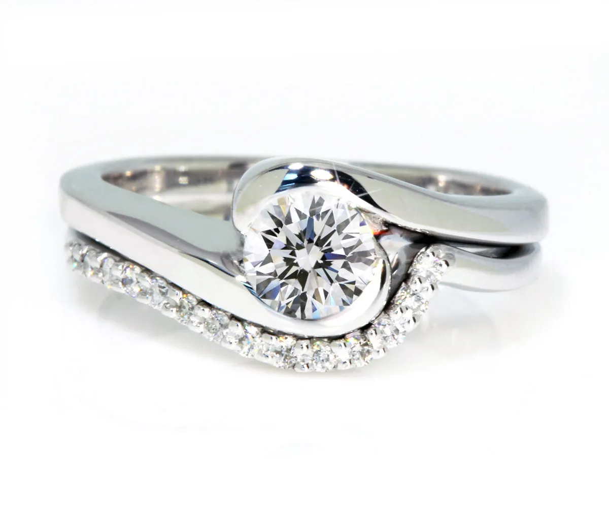 Curved Bypass Diamond Wedding Ring