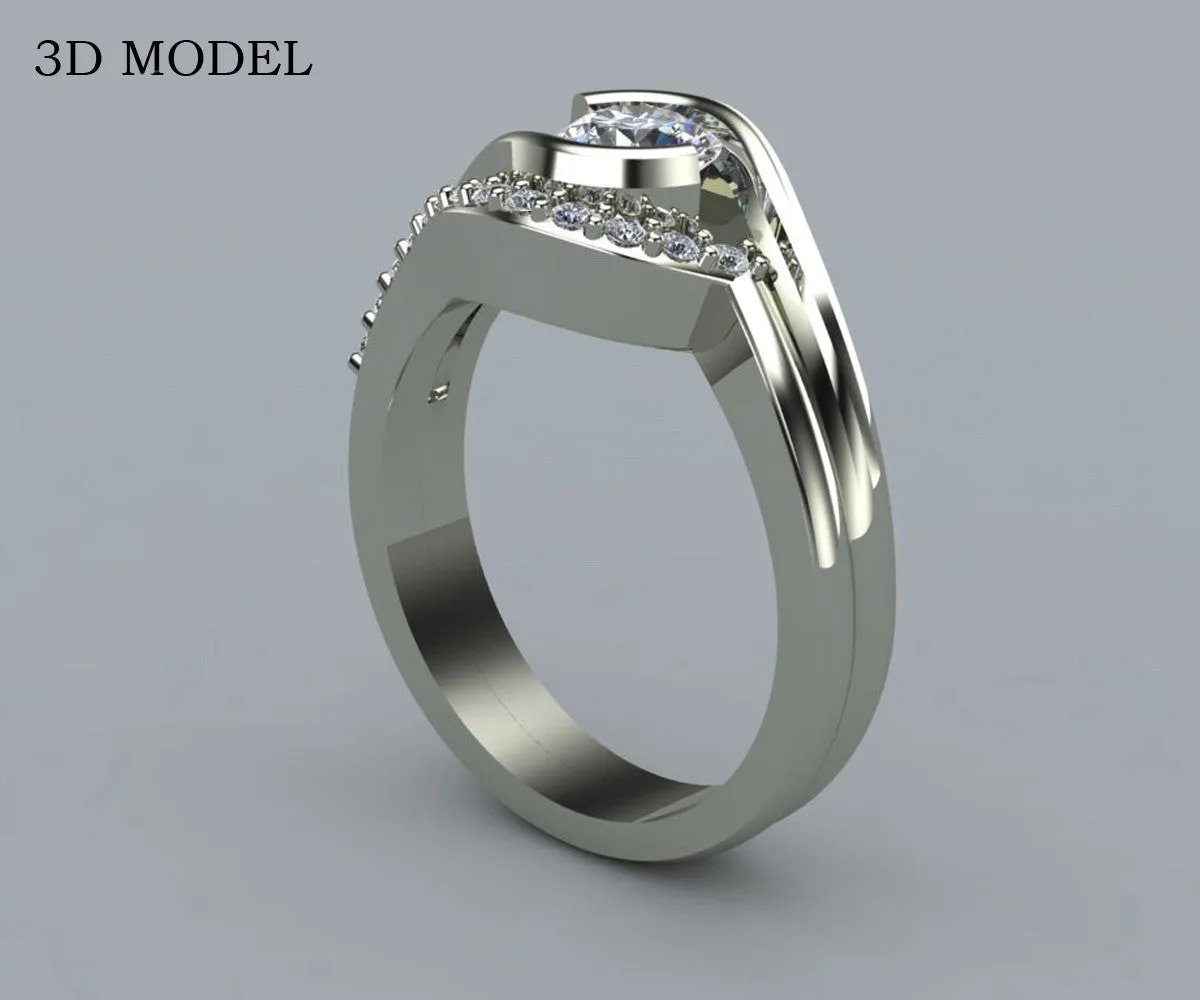 Curved Bypass Diamond Wedding Ring