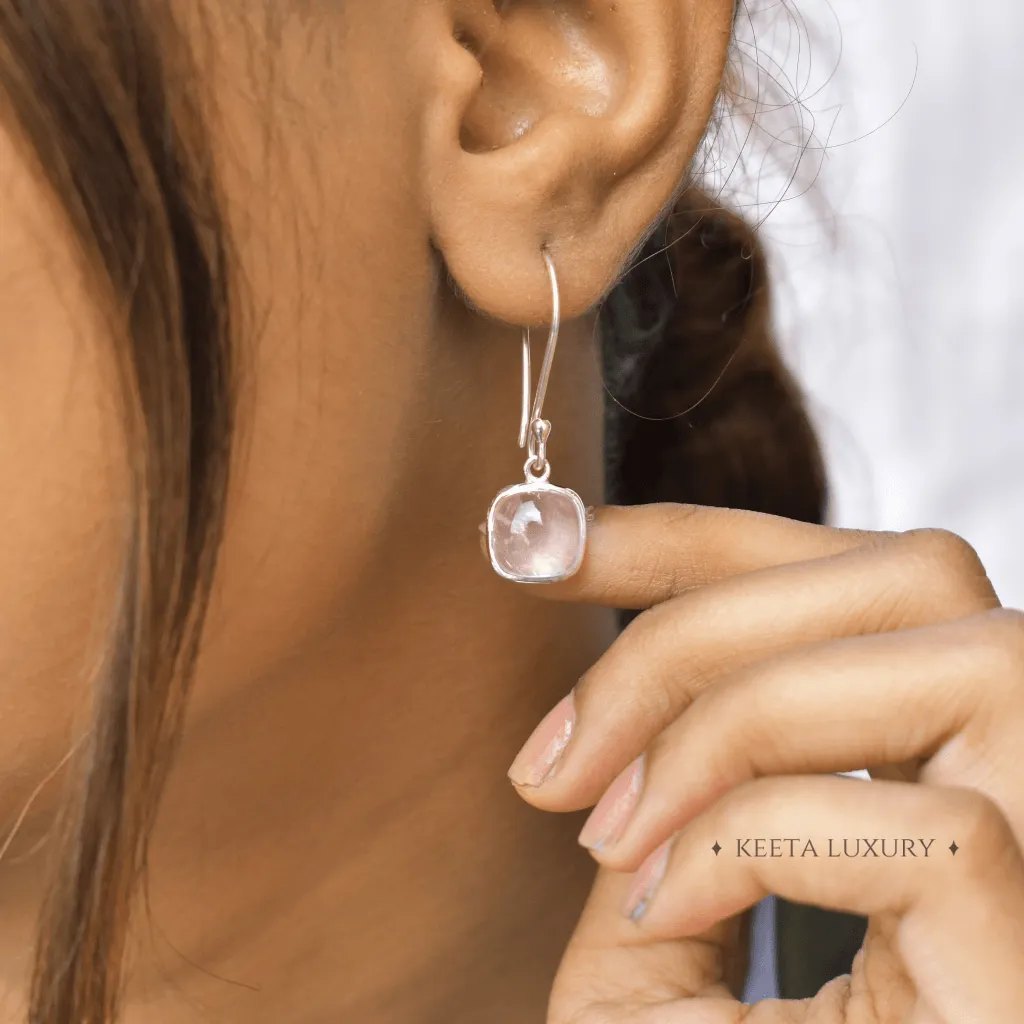 Cushion Conquer - Rose Quartz Earrings