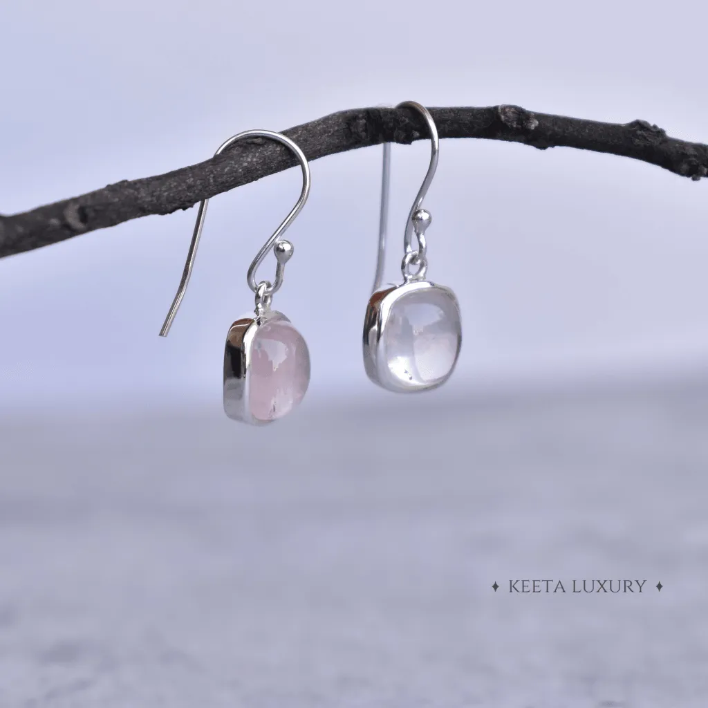 Cushion Conquer - Rose Quartz Earrings