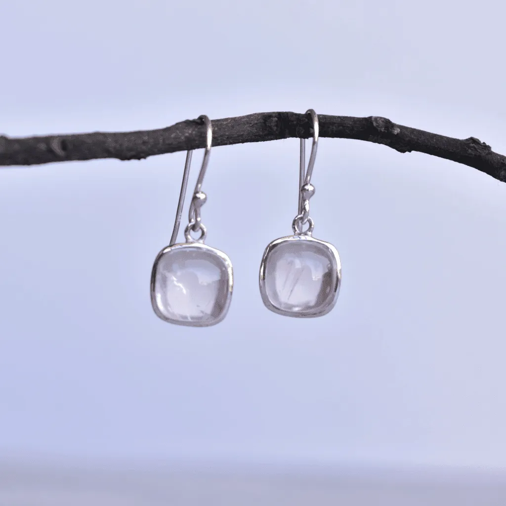 Cushion Conquer - Rose Quartz Earrings