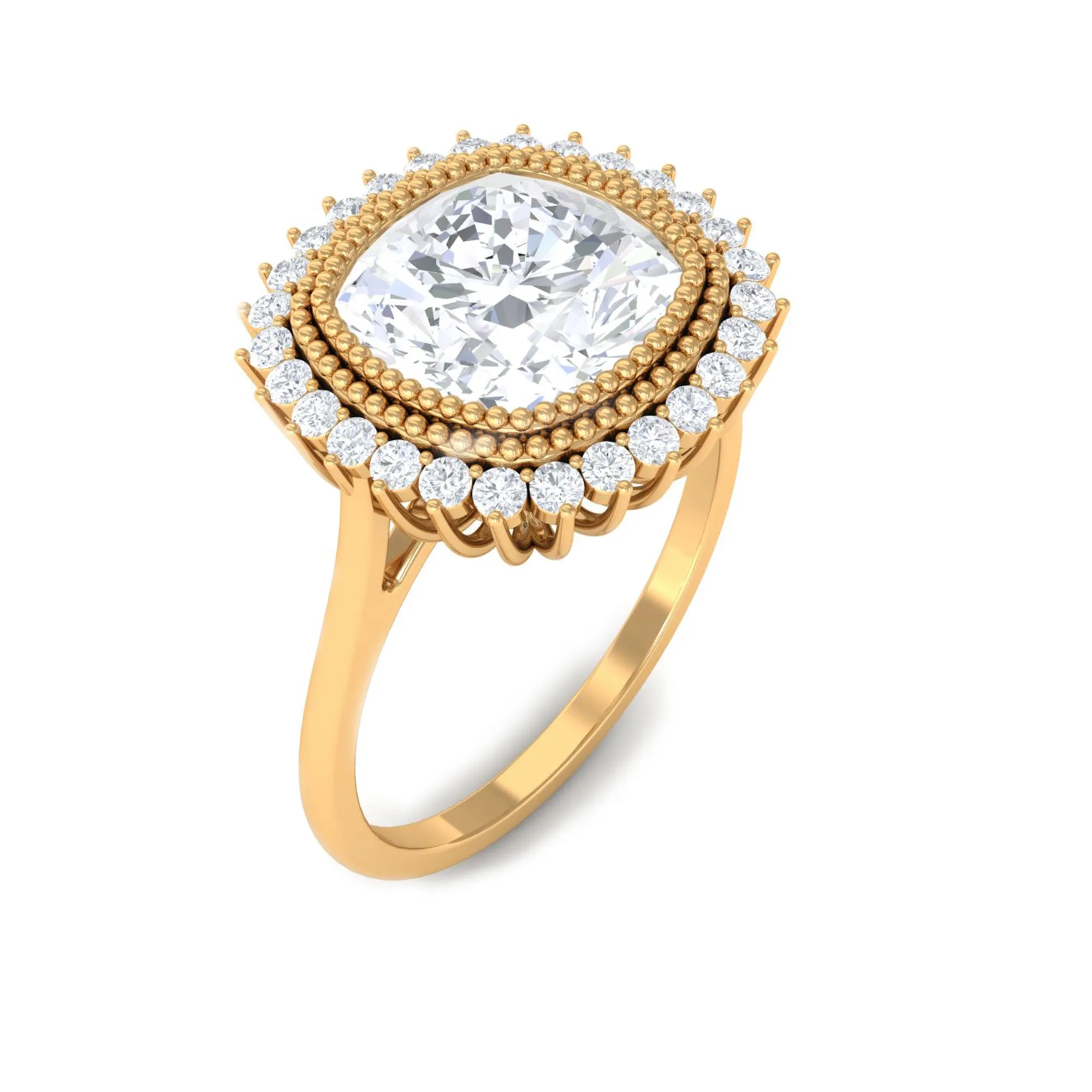 Cushion Cut Moissanite Statement Engagement Ring