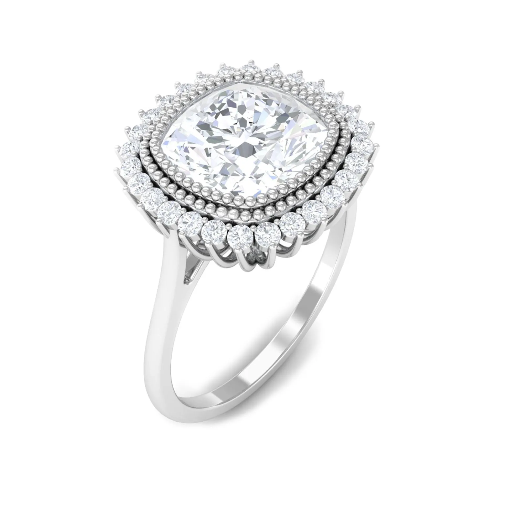 Cushion Cut Moissanite Statement Engagement Ring