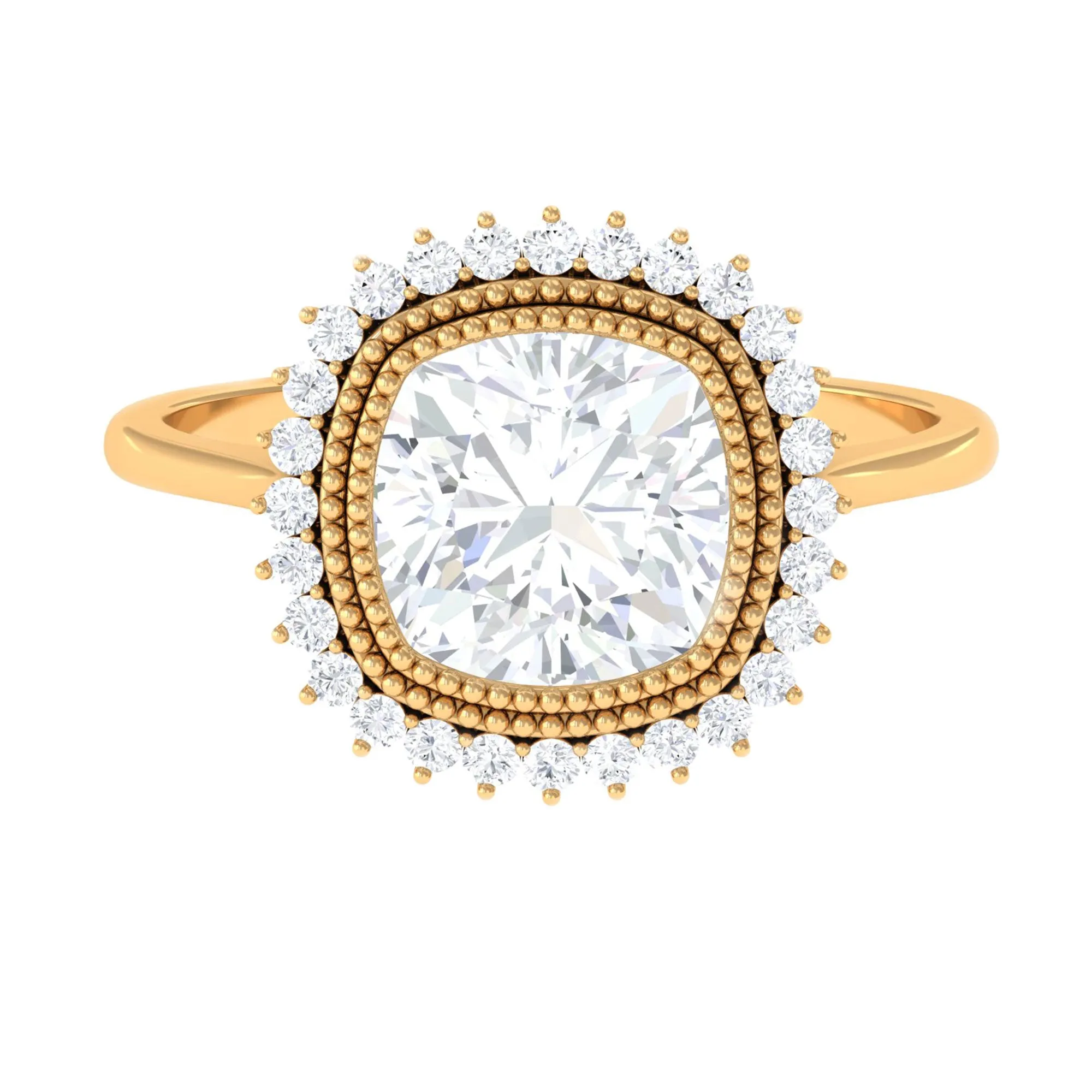 Cushion Cut Moissanite Statement Engagement Ring