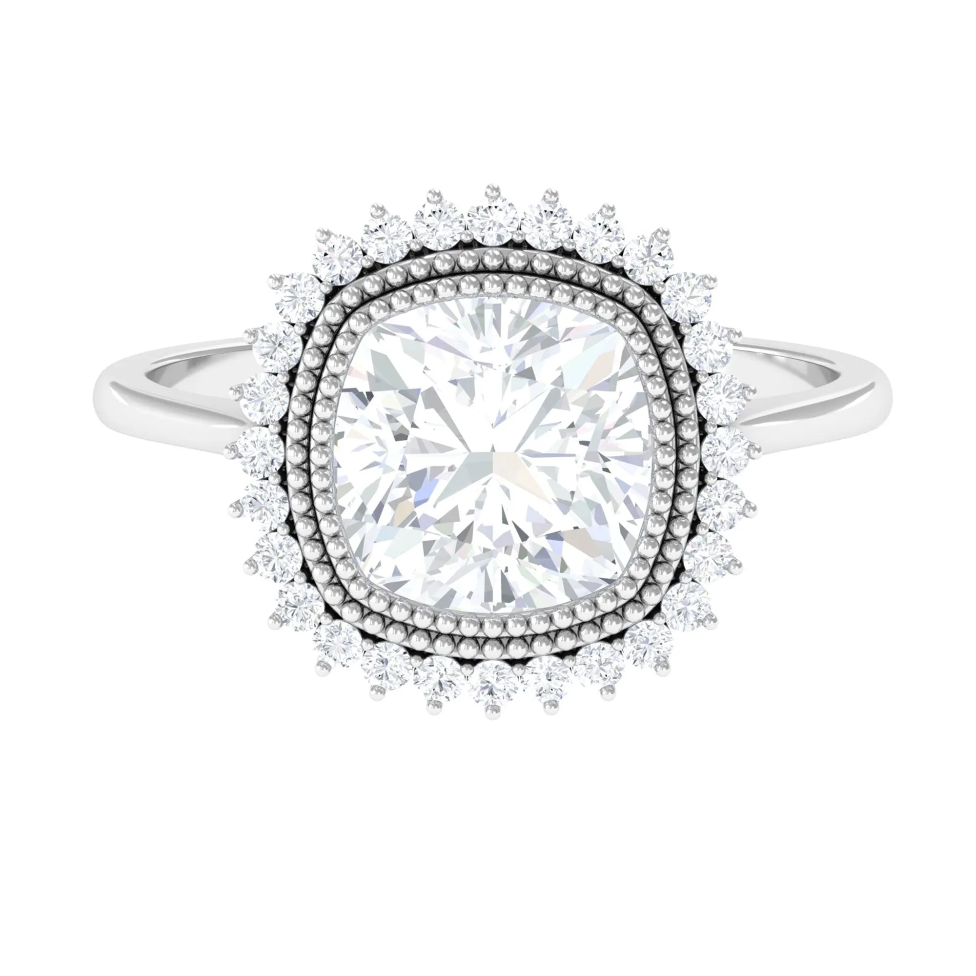 Cushion Cut Moissanite Statement Engagement Ring
