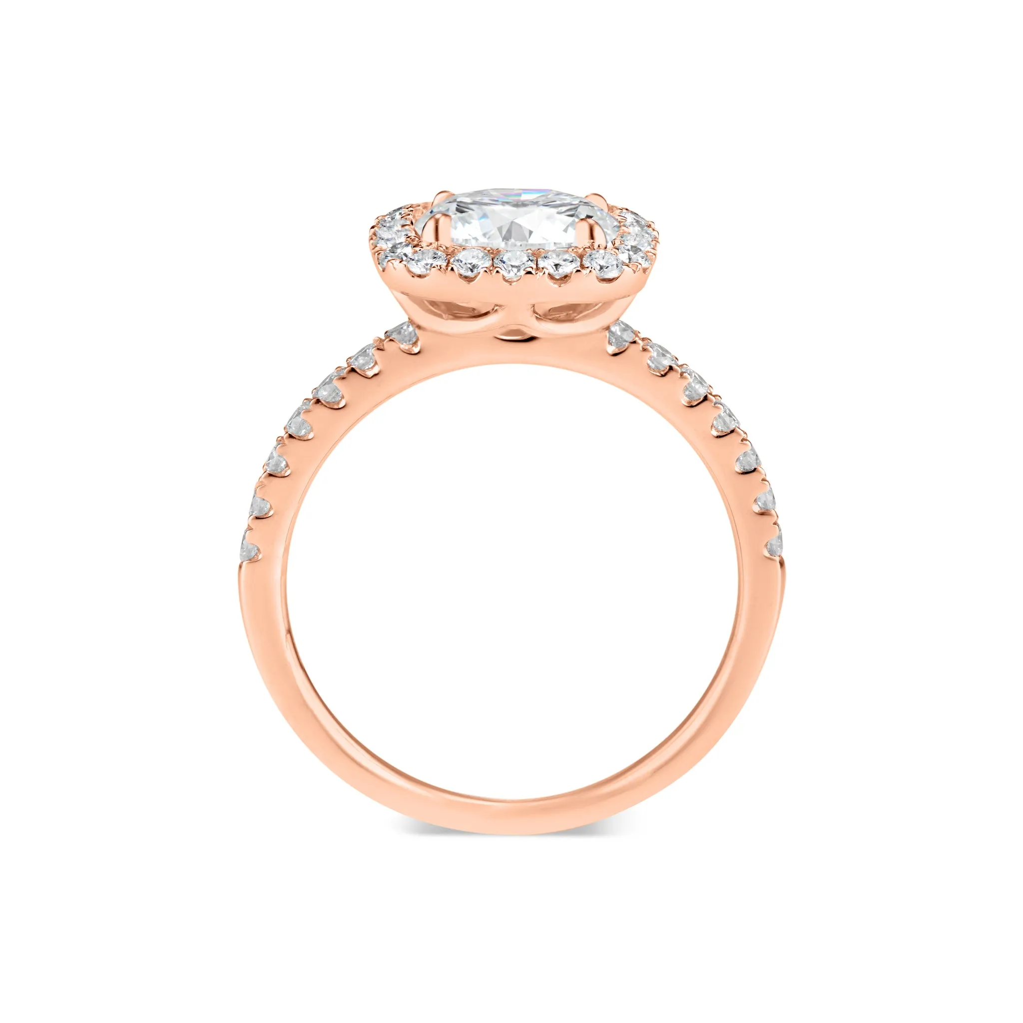Cushion Halo Diamond Engagement Ring with Diamond Shoulders