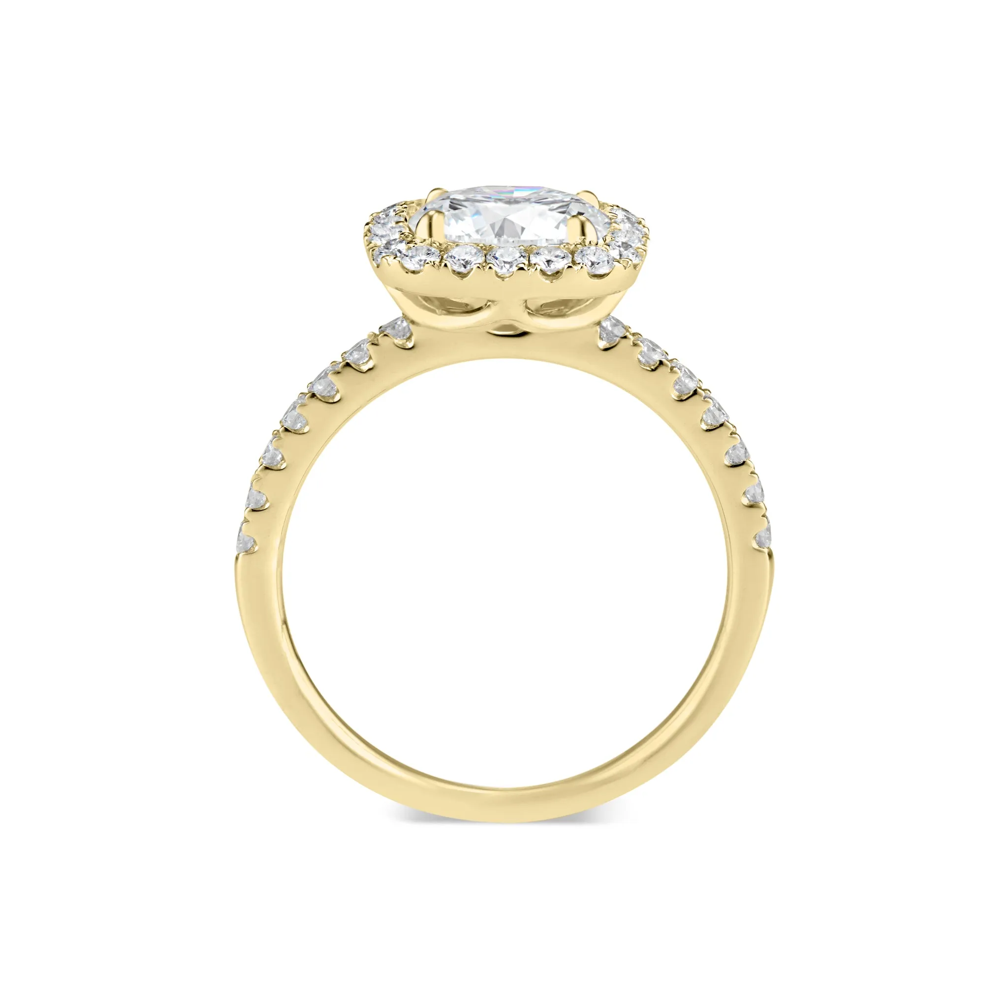 Cushion Halo Diamond Engagement Ring with Diamond Shoulders