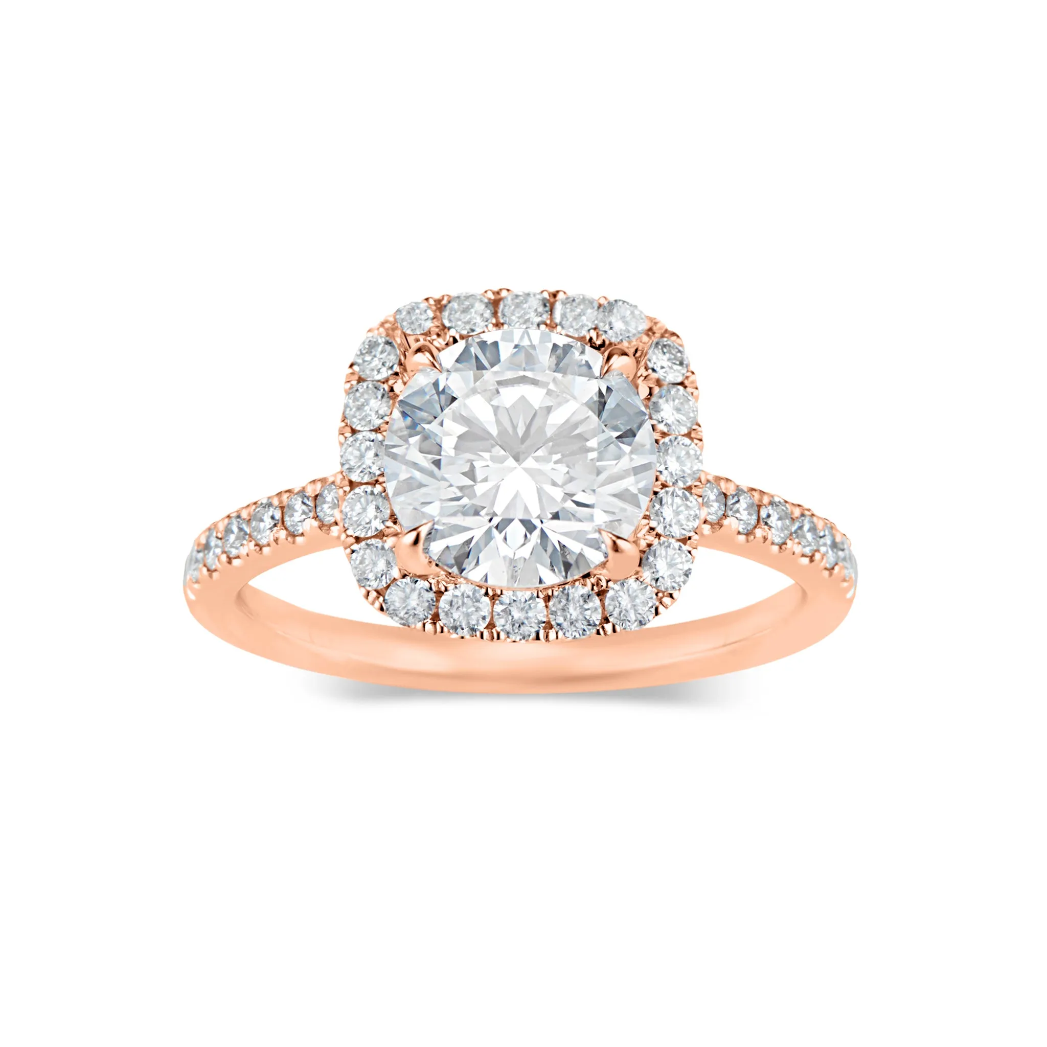 Cushion Halo Diamond Engagement Ring with Diamond Shoulders