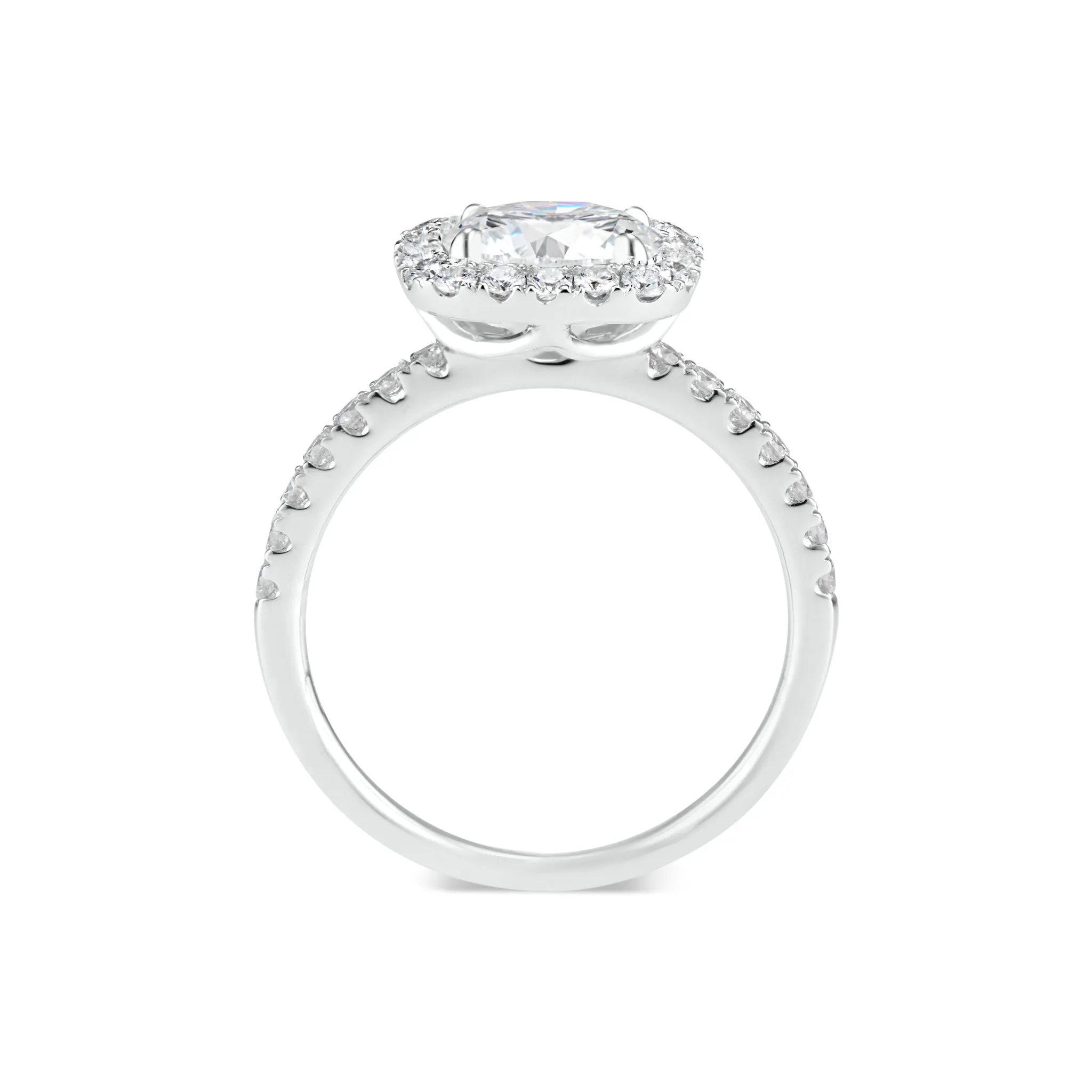 Cushion Halo Diamond Engagement Ring with Diamond Shoulders