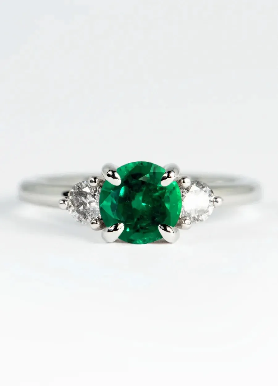 Custom Emerald Trilogy Engagement Rings