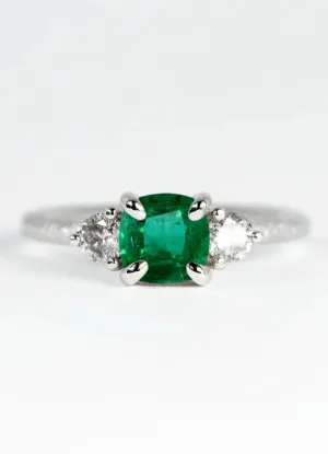 Custom Emerald Trilogy Engagement Rings