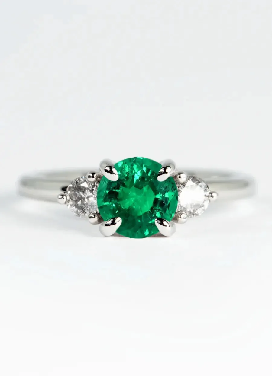 Custom Emerald Trilogy Engagement Rings