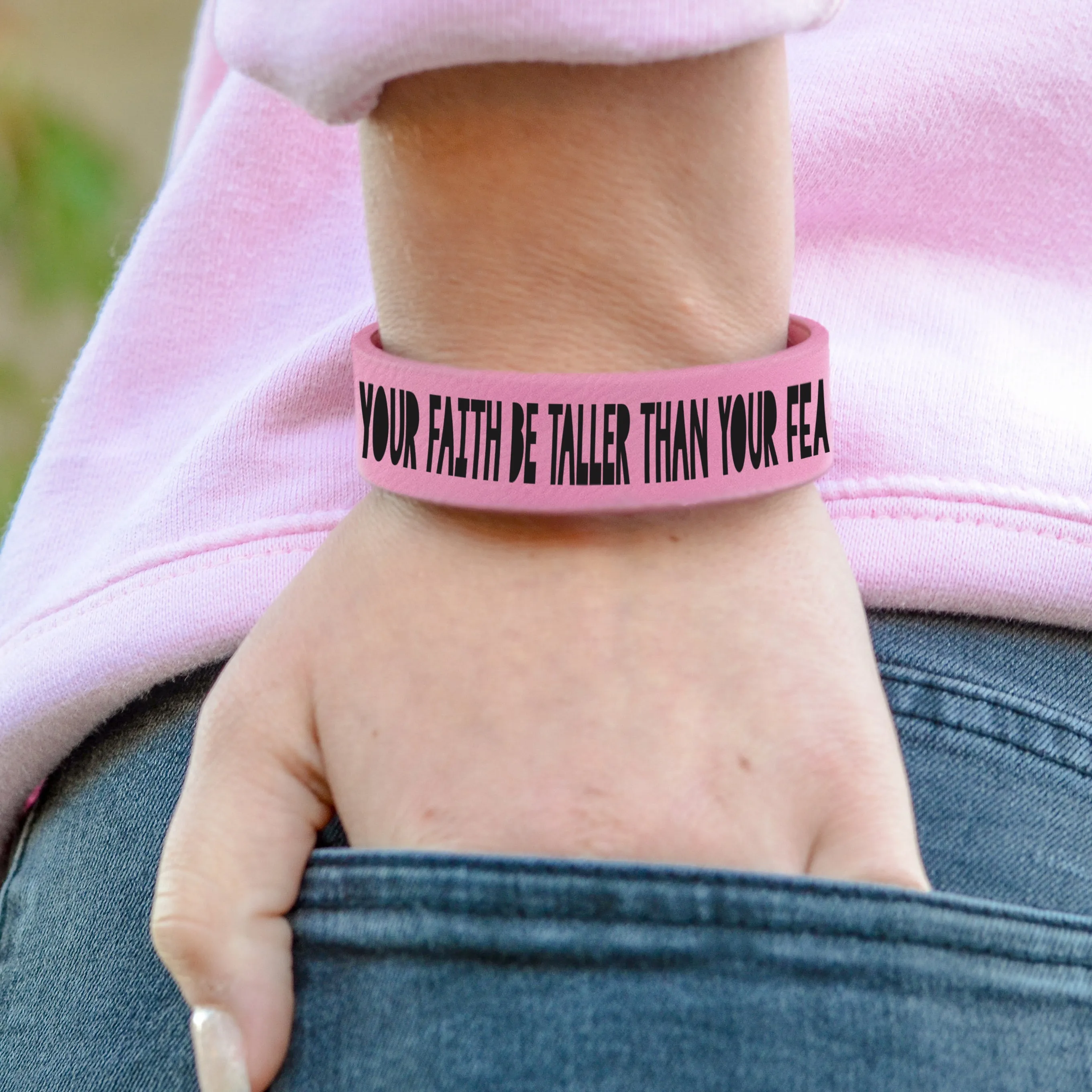 Custom Leatherette Kids Cuff Bracelet "Let your faith be taller than your fears"