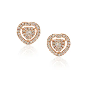 Dainty Rose Plated Zircon Heart Earrings