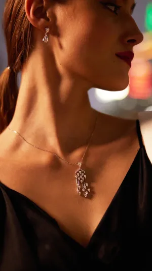 Dainty Zircon Stones Necklace & Earrings Set