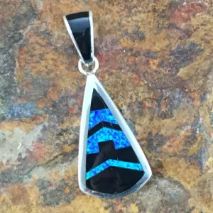 David Rosales Black Beauty Fancy Inlaid Sterling Silver Pendant
