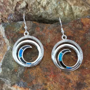 David Rosales Black Beauty Inlaid Sterling Silver Earrings Spiral