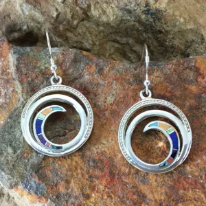 David Rosales Indian Summer Inlaid Sterling Silver Earrings Spiral