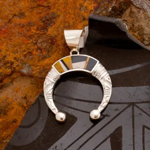 David Rosales Kayenta Inlaid Sterling Silver Pendant Horseshoe