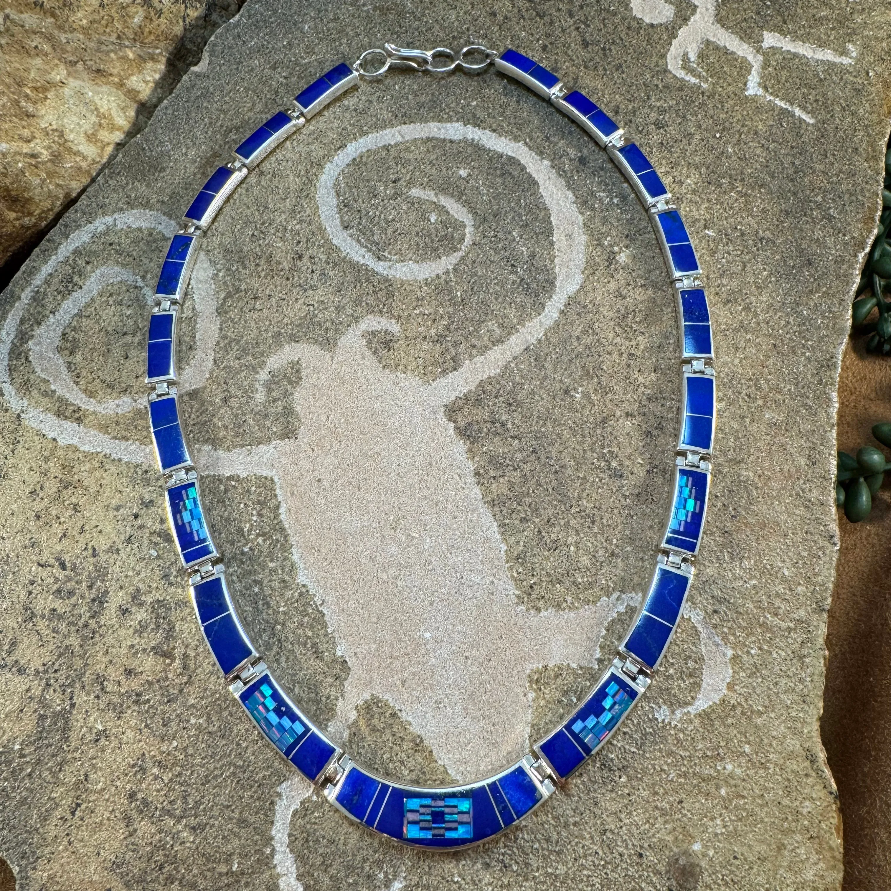 David Rosales Rain Cloud Inlaid Sterling Silver Necklace